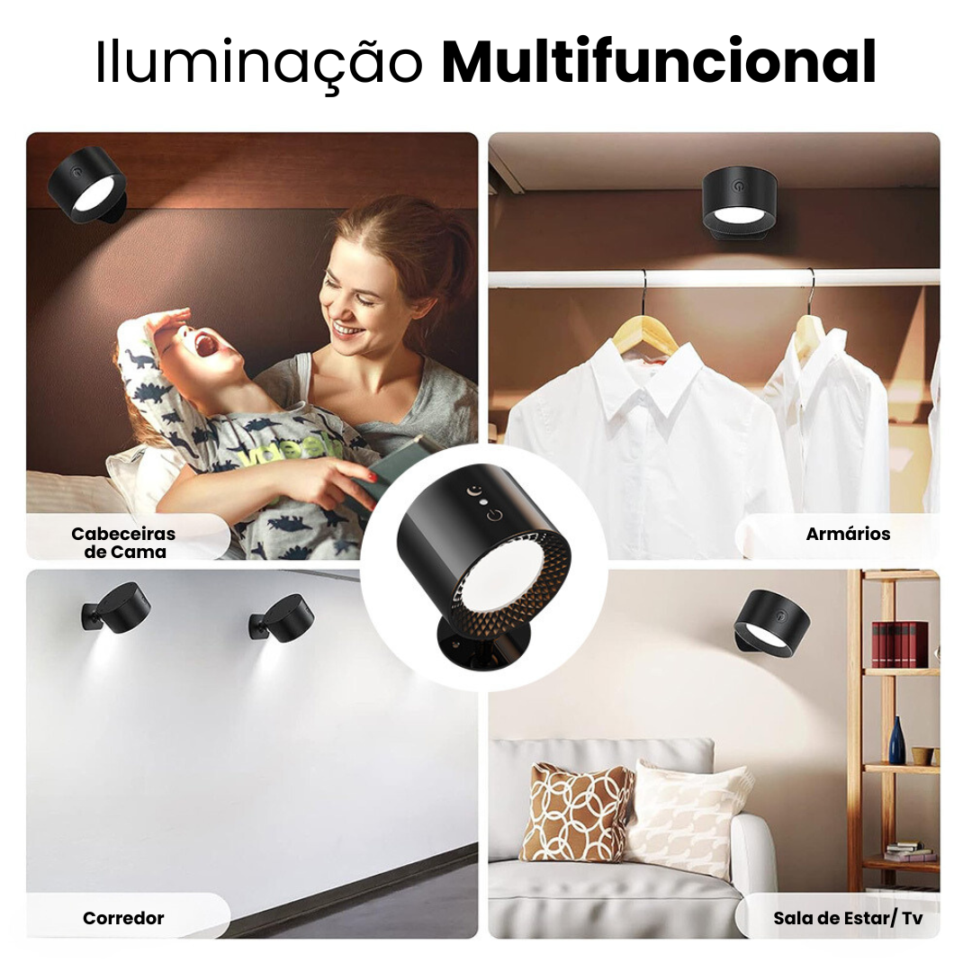 Iluminação Sem Fio Recarregável -  Giratória